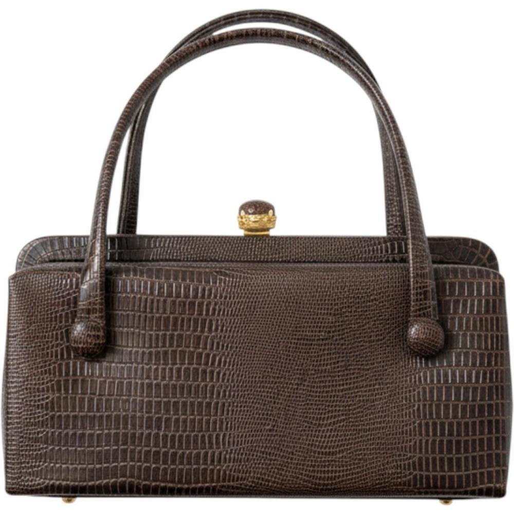 Vintage After Five Spotlite Exclusive Brown Faux Lizard Embossed Handbag Purse